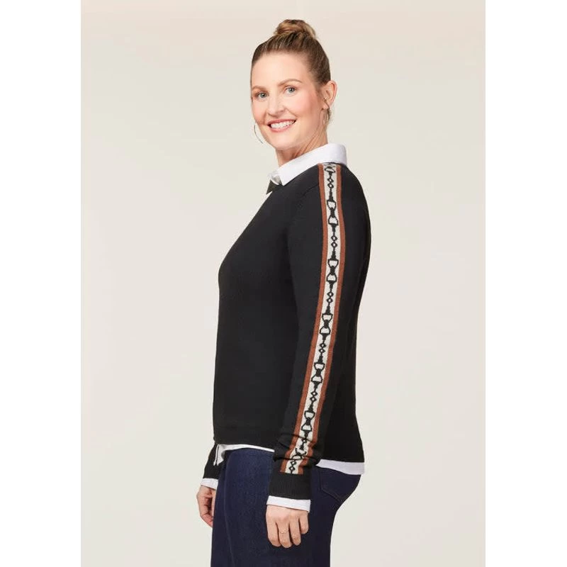 EQL Women's Snaffle Stripe Sweater - Black/Caramel 6 EQL Women's Snaffle Stripe Sweater - Black/Caramel - Image 4