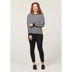 EQL Women's Snaffle Stripe Sweater - Black/White Herringbone -Equestrian Equipment 711474 800 800