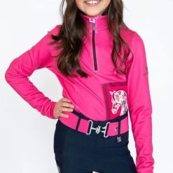 Romfh Kids' Aachen Long Sleeve Mock Zip Shirt - Cherry Pink
