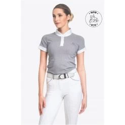 Cavalliera Women's Universe Short Sleeve Show Shirt - White/Black Microstripe -Equestrian Equipment 712589 800 800